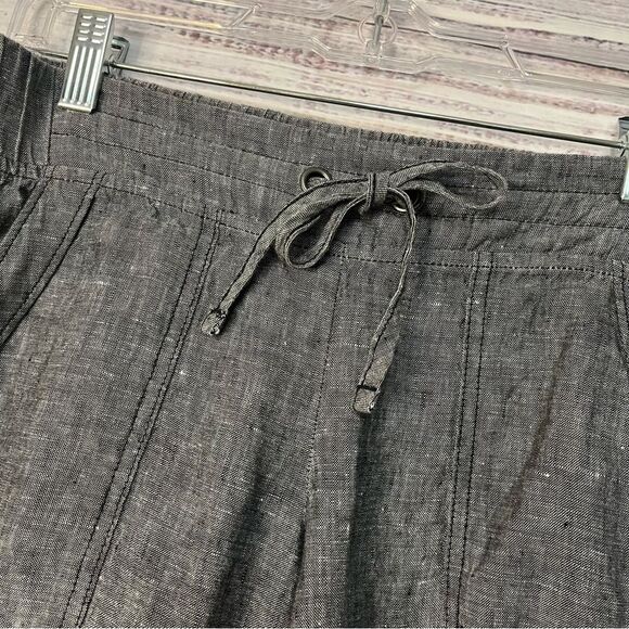 ATHLETA 100% LINEN ANKLE CROP CAPRI PANTS WOMEN’S SIZE 0 GRAY HEATHERED POCKETS - Picture 5 of 16